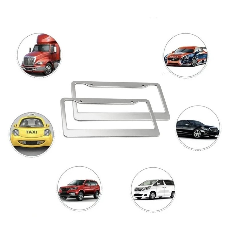 Chrome Stainless Steel Metal License Plate Frame Tag Cover With