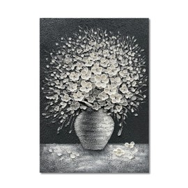 Epicler art Hand-painted abstract white flower art oil painting, 40x28 inch canvas wall art painting office home wall decorative art