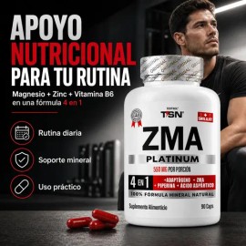 ZMA Platinum | Zinc, Magnesio, B6 y Piperina | Fórmula Para Absorción Eficiente | Rendimiento Y Descanso | 90 Cápsulas | Testrol