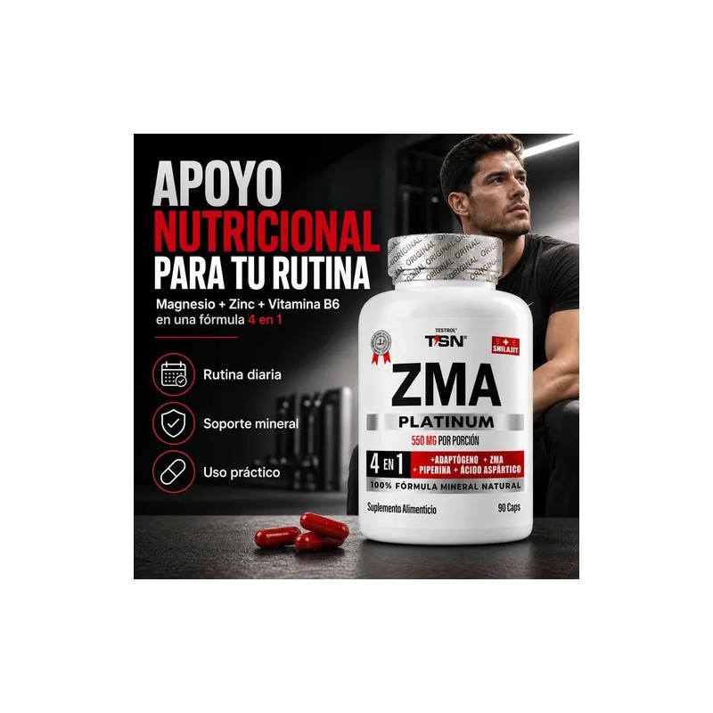 ZMA Platinum | Zinc, Magnesio, B6 y Piperina | Fórmula