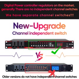 FULODE 10 Outlet Power conditioner -8 Independent Switch Rack power, Power conditioner rack mount Audio power conditioner Regulator w/Voltage Readout, With USB (KD-1008)