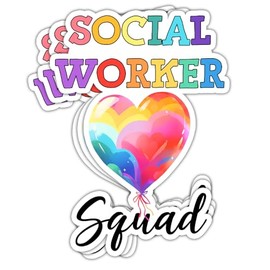 HOSALA (3Pcs/Pack) Social Worker Squad Sticker Social Work Appreciation Sticker Social Worker Gifts National Social Worker Month Sticker Decoration for Office Helmet Bumper- 3x4 Inch