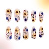 Flower Press on Nails Short Almond Fake Nails Spring Summer
