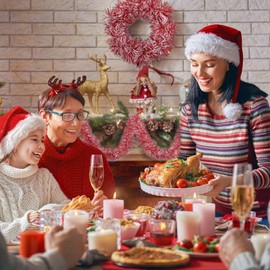 WILLBOND 50 Pies Guirnalda de Oropel Guirnalda Retorcida de Espumillones Metálicos Decoración Colgante de Árbol de Navidad Cumpleaños Años Nuevo, 3 Pulgadas (Rojo, Blanco)