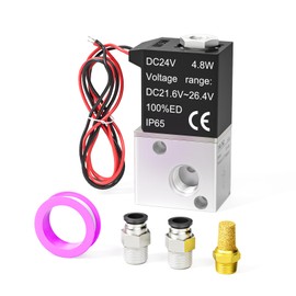 TAILONZ PNEUMATIC 1/8 Inch BSP DC24V 3 Way 2 Positions Normally Closed Solenoid Valve Air Solenoid Valve 3V1-06