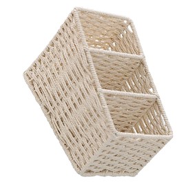 VILLFUL Stackable Storage Box Rattan Basket Lids Desktop Storage Organizer for Toys Office Supplies