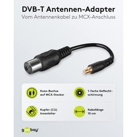 Wentronic 67227-GB Coaxial Connector Coaxial Jack to MCX Plug 0.1m