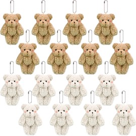 Rcanedny 16 Pcs 13cm Mini Teddy Bear Stuffed Animal Small Joint Plush Bear Toy for Birthday Wedding Valentine Baby Shower Party
