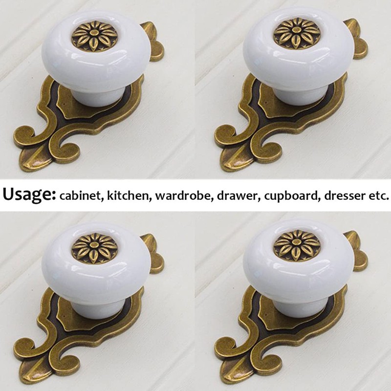 Kelier Retro Ceramic Cabinet Knobs, [8 Pack] Antique Vintage Dresser