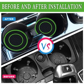 2 Pack Car Coasters for Cup Holder, 2.75 Inch Universal Auto Waterproof Coasters Silicon Insulation Cup Mats,No-Slip Anti Dust Insert Coaster for Woman Man, Suit for Vehicle Interior (2, Green)