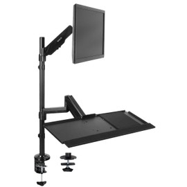 VIVO Sit-Stand Height Adjustable Pneumatic Spring Arm Keyboard Tray Desk Mount for 1 Screen up to 32 inches STAND-SIT1B