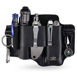 ST1 Leather Multitool Sheath - EDC Belt Organizer for Leatherman Tools, Flashlight, Pen, and Keychain Clip, Durable and Stylish, Great for Work and Daily Use, Ideal Gift for Men