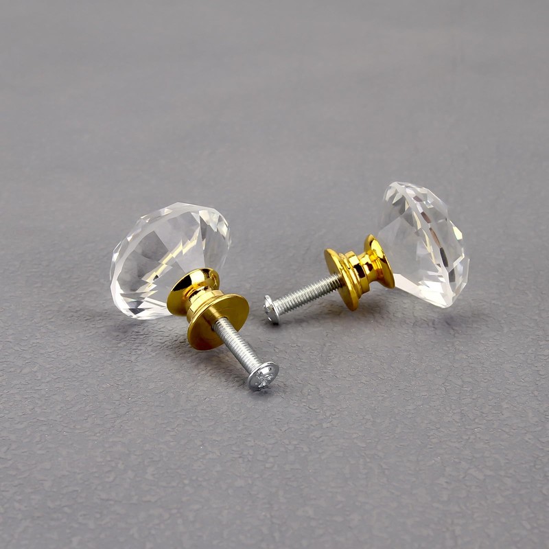 Qshare 6 Pack Crystal Knobs Cabinet Knobs,Single Hole Pull Handle
