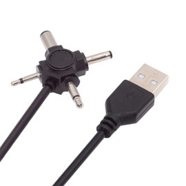 NFHK USB 2.0 Type-A Male to 4-in-1 DC 5V 5.5x2.1mm 4.0x1.7mm Mono 3.5mm 2.5mm Power Plug Barrel Connector Charge Cable