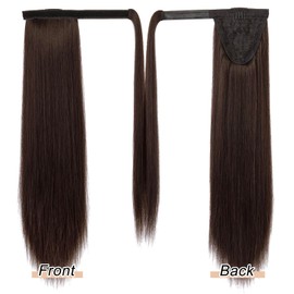 Yamel Ponytail Extension Brown Long Straight Natural 20" Upgrade Wrap Around Fake Ponytail Hair Extensions for Women