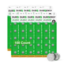 DURNERGY LR41 Batteries 100 Pack, 384 392 Watch Battery 1.5 Volt Alkaline Battery, AG3 Button Cell Battery