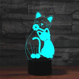 Comiwe Katze (B) 3D Illusion Nachtlicht Spielzeug,Dekoration LED Nachttischlampe 16 Farben Ändern mit Fernbedienung,Weihnachten Deko Lampe Geburtstagsgeschenk Für Mädchen Jungen Kinder und Freunde