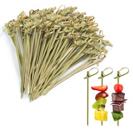 1200Pcs Natural Bamboo Cocktail Picks 4.8 Inch Bamboo Fruit Toothpicks Bamboo Skewers for Appetizers Cocktail Skewer with Looped Knot for Drinks,Fruit,Charcuterie,Cocktail Garnish Accessories,Party