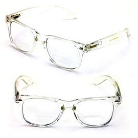 2 Pairs of Comfortable Classic Retro Reading Glasses - Bifocals - Spring Hinge (2 Clear, 3.00)
