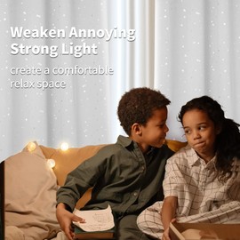 BGment Kids Blackout Curtains for Bedroom - Grommet Thermal Insulated Silver Star Print Room Darkening Curtains for Living Room, Set of 2 Panels (42 x 72 Inch, White)