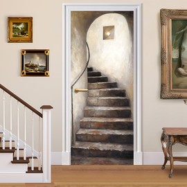 BVBOX 3D Door Stickers, Peel and Stick Vinyl Wallpaper, Self-Adhesive Mural Door Cover for Home Decor 30.3" W x 78.7" H