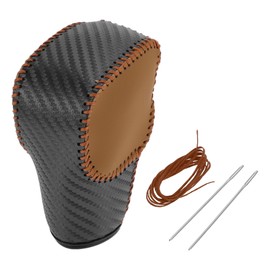 HOPESPANNER Gear Shift Knob Cover for Ford for Ranger 2019-2022 Anti-Slip Black Brown Stick Shifting Handle Protector Faux Leather 1 Pcs