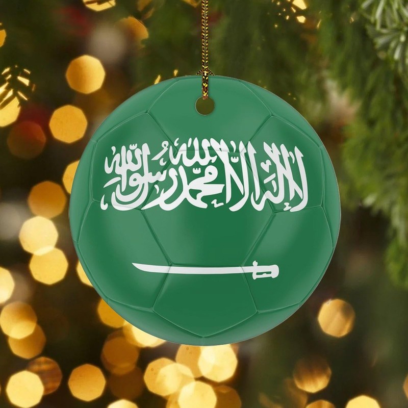 Football Theme Saudi Arabia Christmas Tree Ornament State Flag Travel
