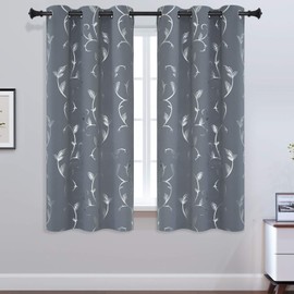 BUHUA Room Darkening Curtains Vine Print Window Blackout Curtains Thermal Insulated Curtains for Kids Room 38W×54L Light Grey 1 Pair