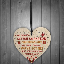 RED OCEAN Funny For Mum Dad Sister Brother Wooden Heart Funny Xmas Gift