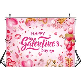 Happy Galentine's Day Backdrop 7x5FT Hot Pink Galentines Day Party Decorations Background Galentine Girls Party Supplies Photo Props