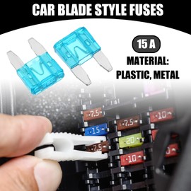 Partuto 100 Pcs Mini 15AMP APM/ATM Universal Car Fuse Blade Style Fuses Short Circuit Protection - Automotive Car Boat Truck SUV RV - Plastic Metal Blue