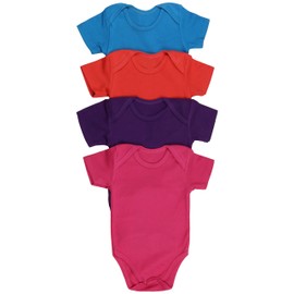 ToBeInStyle Babys' 4 Pack Short Sleeve One-Piece Bodysuit - Vibrant - 6-9 Months