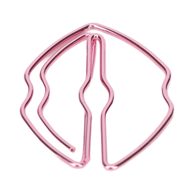 100pcs Paper Clips Portable Purple Lip Shape Rustproof Electroplated Metal
