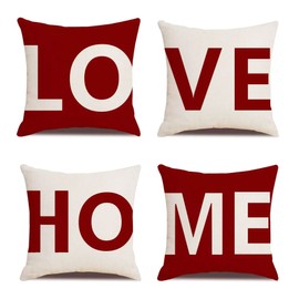 MYCDXE Pillow Cushion Covers 40x40cm Set of 4 Throw Pillow Cover 16x16inch Linen Decorative Home Love Pillow Cases For Couch Livingroom Sofa Bedroom Car Chair