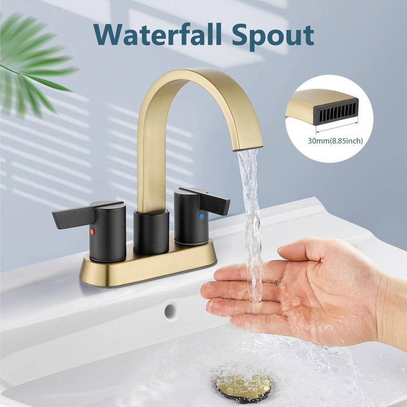 Aolemi Bathroom Faucets for Sink 3 Hole,4 Inch Centerset Waterfall