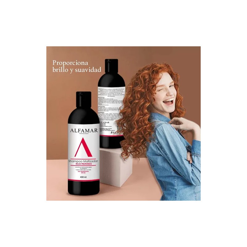 Shampoo Matizador Rojo Profundo Alfamar Sin Sal Para Cabello rojo