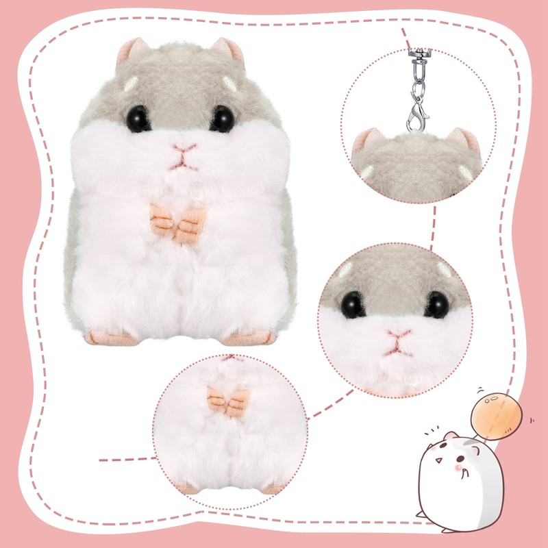 RosewineC 3 Pcs Cute Hamster Keyrings Soft Plush Keychain Hamster
