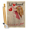 Breeze Decor Just Married Burlap House Flag Set Celebration Wedding