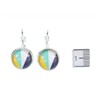 Miniblings Colourful Stripes Pattern Cabochon Rockabilly Earrings White Blue Green