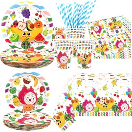 Dancing Fruit Party Supplies, Includes Plates, Napkins, Cups, Tablecloths, Straws , for Dancing Fruit Theme 1st Birthday Baby Shower Party Decor Serves 20