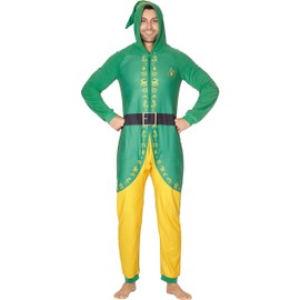 INTIMO Elf The Movie Mens Buddy The Elf One Piece Costume Pajama Set, Green, Medium