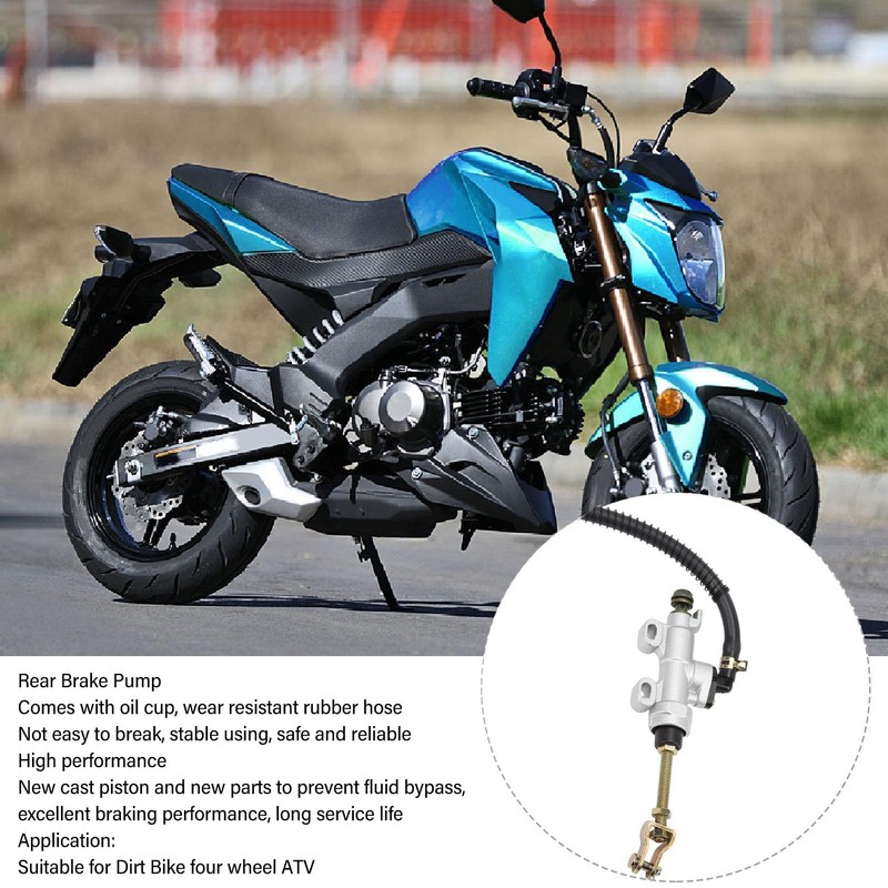 Qiilu Motorcycle Rear Foot Brake Pump Hydraulic Master Cylinder Aluminum