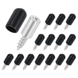uxcell 15Pcs Shelf Support Pegs, 7mm Shelf Pins with Anti-Slip Silicone Sleeve, Metal Self Tapping Screw Shelf Holder Pin for Kitchen Cabinet Bookcase (Black)
