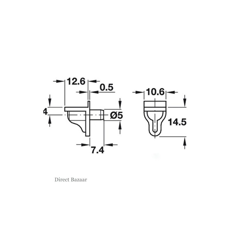 Direct Bazaar Häfele Shelf Support pin peg Stud Clear Plastic