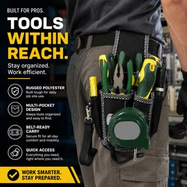 Electrician Tool Pouch for Work Belts – Polyester Waist Bag with Multi-Pocket Drill & Hand Tool Storage
