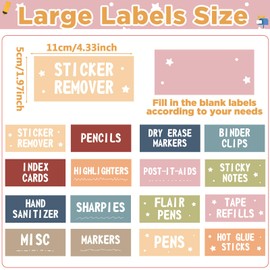 54Pcs Teacher Toolbox Labels Classroom Decoration Self-Adhesive Groovy Toolbox Sticker Hippie Tool Box Storage Decal Retro Boho Pastel Organizer Container Decor for Back to School Teacher Supplies