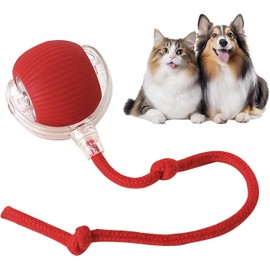 Juguete para Gatos Inteligente, Duraderos y Recargables por USB, Pelota Giratoria Automática de 360° para Gatos y Perros, Juguete Interactivo con Pelota para Gatos (Rojo)