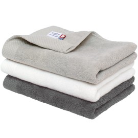 Bloom Imabari Towel, Certified Face Towel, Set of 3, Ciel, Hotel Specifications, Water Absorbent, Quick Drying, Room Drying, 100% Cotton, Made in Japan (Assorted 2)