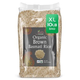 Jiva Organic Brown Basmati Rice 10 Pound Bag - Premium Quality from India