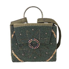 From St Xavier Emilie Beaded Belt Bag Waist Pack, Olive Green Multi
